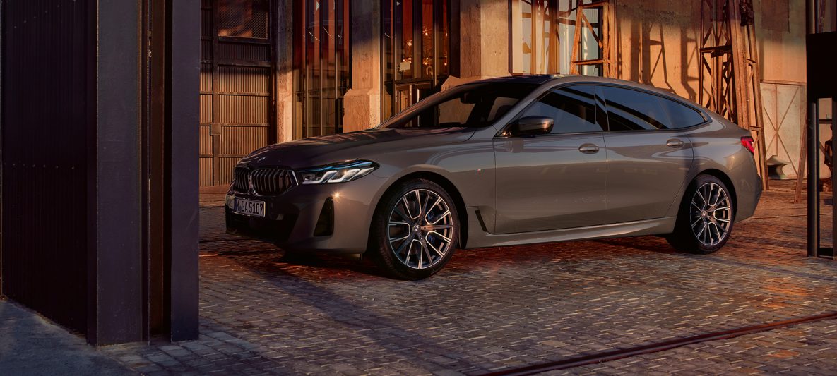 BMW 6er Gran Turismo 640i xDrive G32 2020 Berninagrau seitliche Perspektive